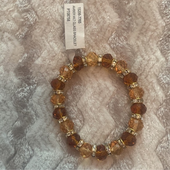 2 NWT crystal bead bracelets. One is amber colored other is ink gray and clear - Picture 3 of 4